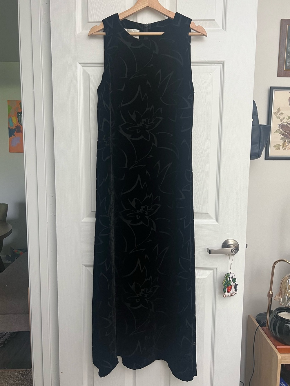 Evan Picone Floral Velvet Maxi Dress Whimsigoth Witchy Vampire